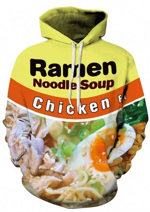 3D Ramen Chicken Noodle Soup Hoodie Sweatshirt For Men Women Cotton Funny