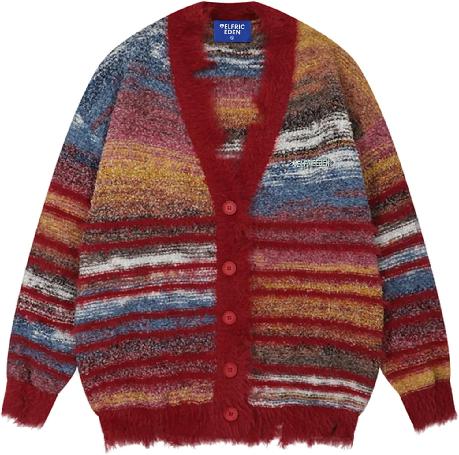 Aelfric Eden Cardigan Sweater Open Front Casual Knit Cardigans Pinstripe Fashion Sweaters 2025 Y2k Outfits Red