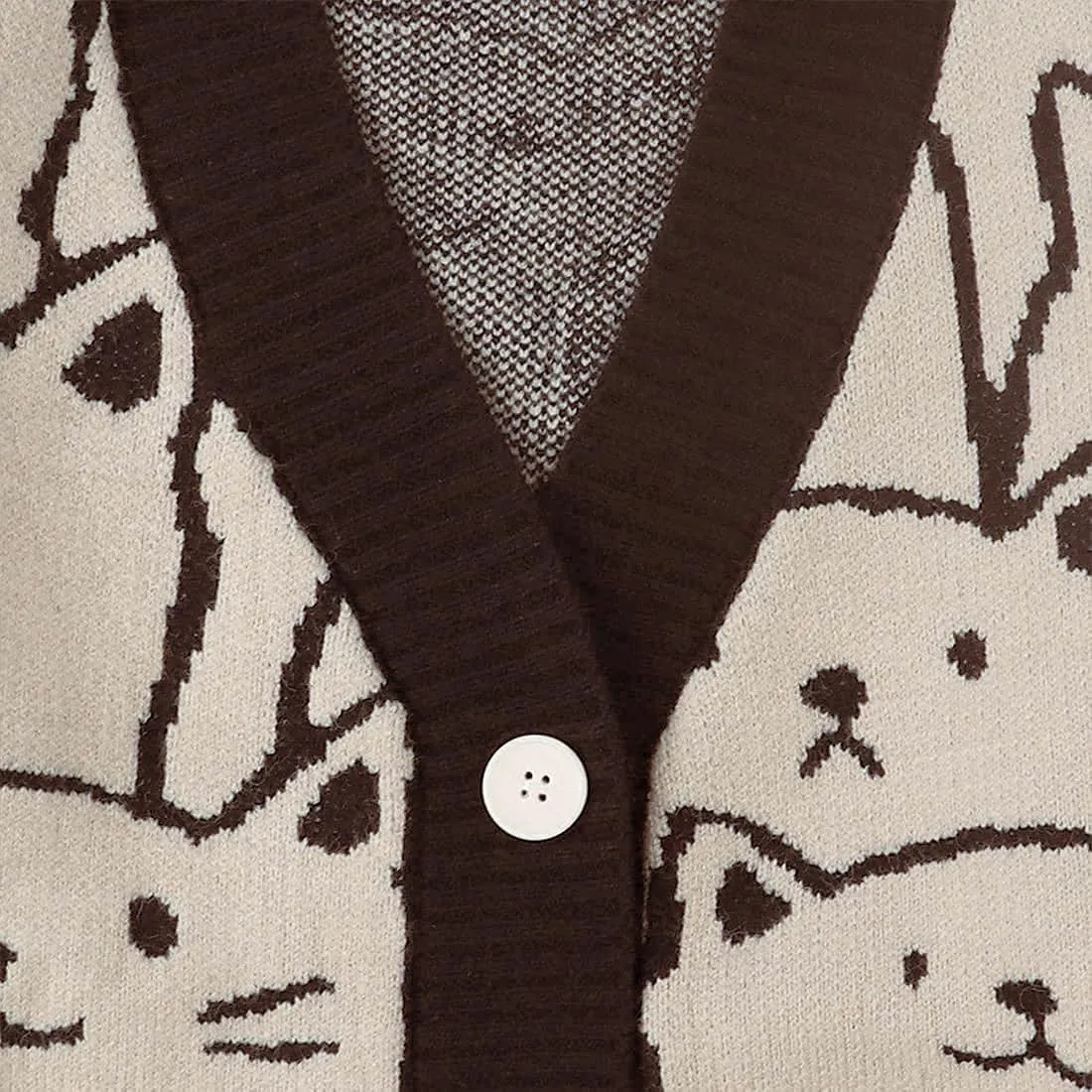 Aelfric Eden Women Cardigan Sweater Cat Cartoon Graphic Open Front V Neck Oversized Knit Casual Coat 2025 Outfits