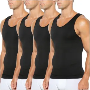 Arjen Kroos Compression Shirts for Men Body Shaper Slimming Tank Top Undershirts Gym Gear Shapewear 4 Pack