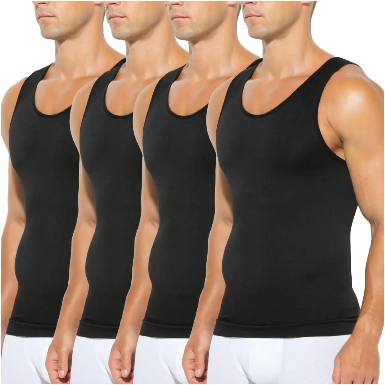 Arjen Kroos Compression Shirts for Men Body Shaper Slimming Tank Top Undershirts Gym Gear Shapewear 4 Pack