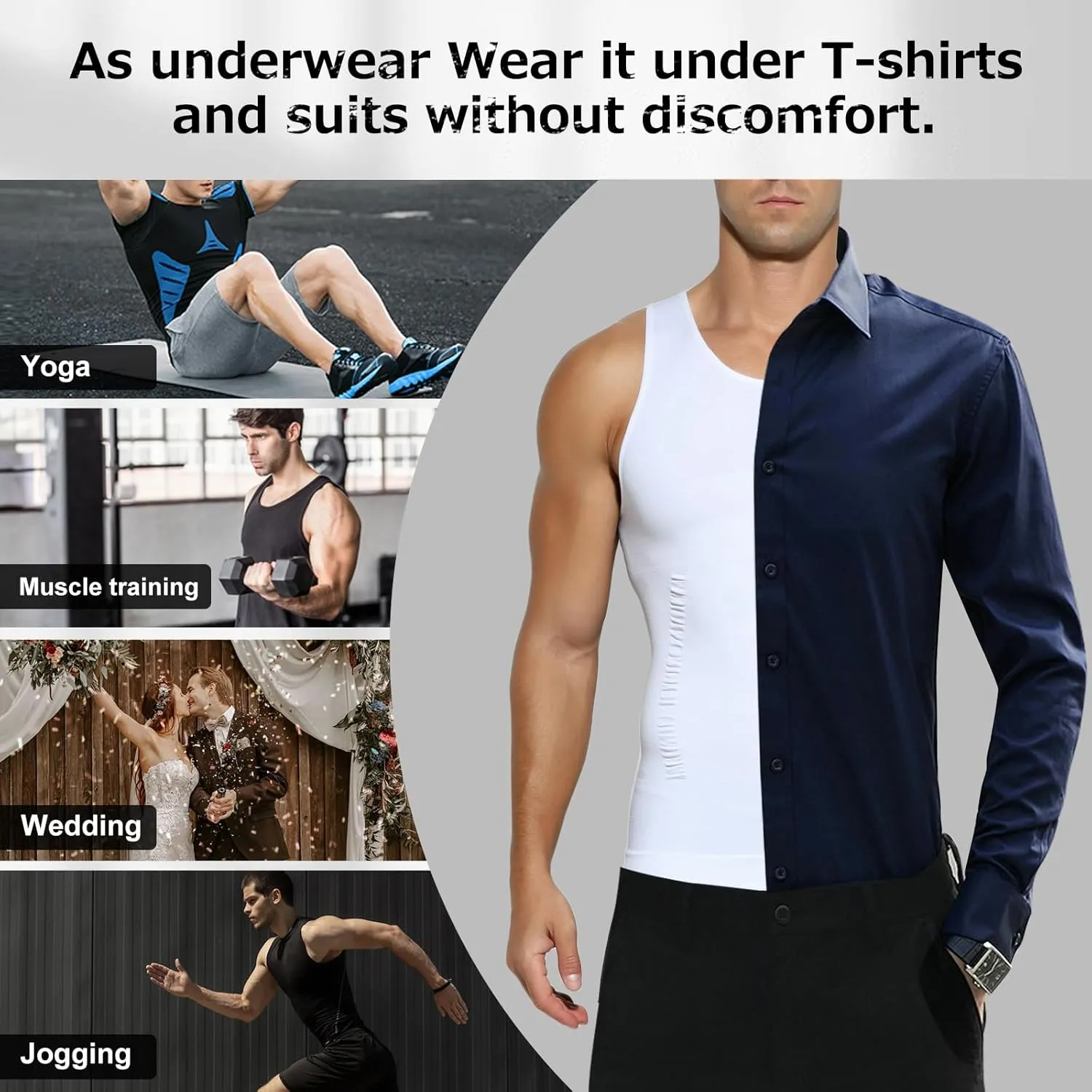 Arjen Kroos Compression Shirts for Men Body Shaper Slimming Tank Top Undershirts Gym Gear Shapewear 4 Pack