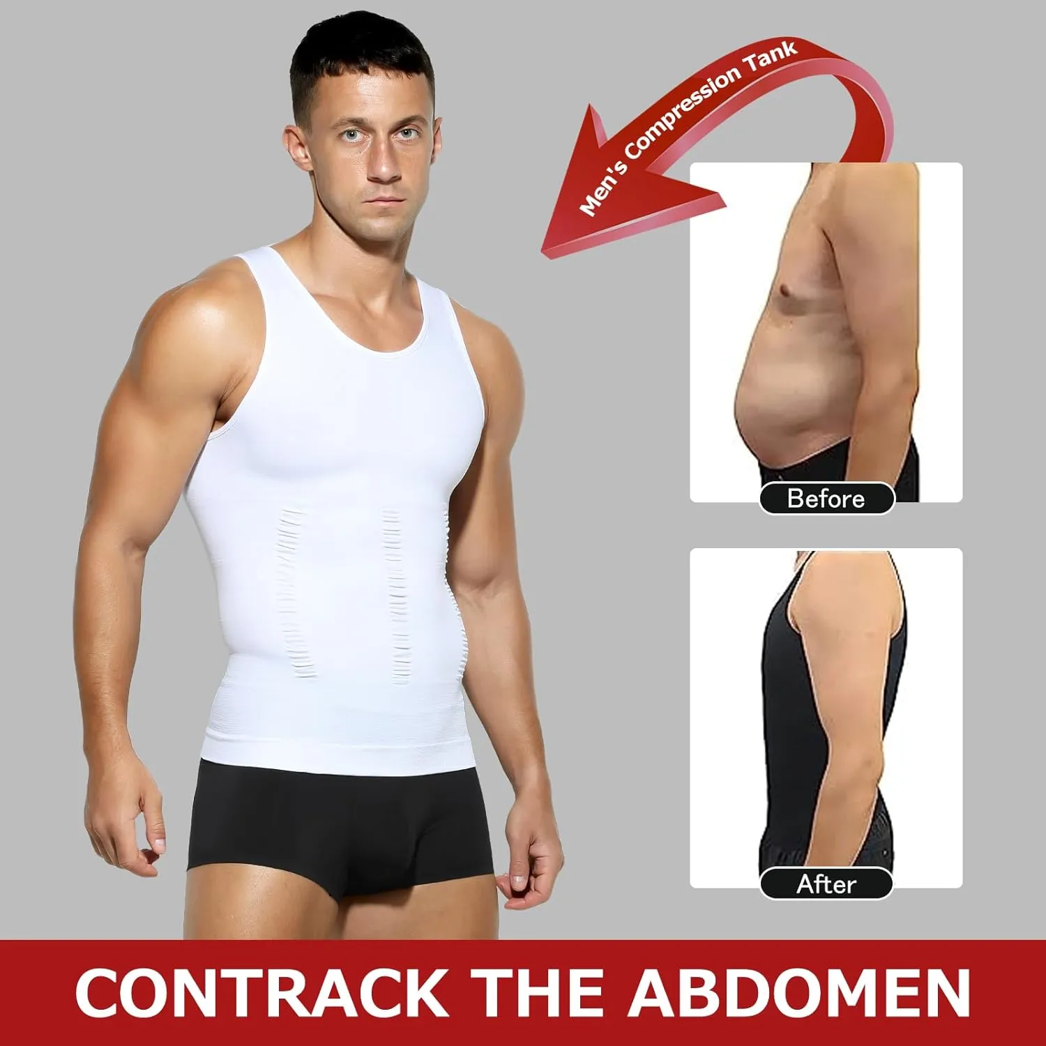 Arjen Kroos Compression Shirts for Men Body Shaper Slimming Tank Top Undershirts Gym Gear Shapewear 4 Pack