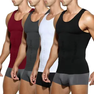 Arjen Kroos Compression Shirts for Men Body Shaper Slimming Tank Top Undershirts Gym Gear Shapewear 4 Pack