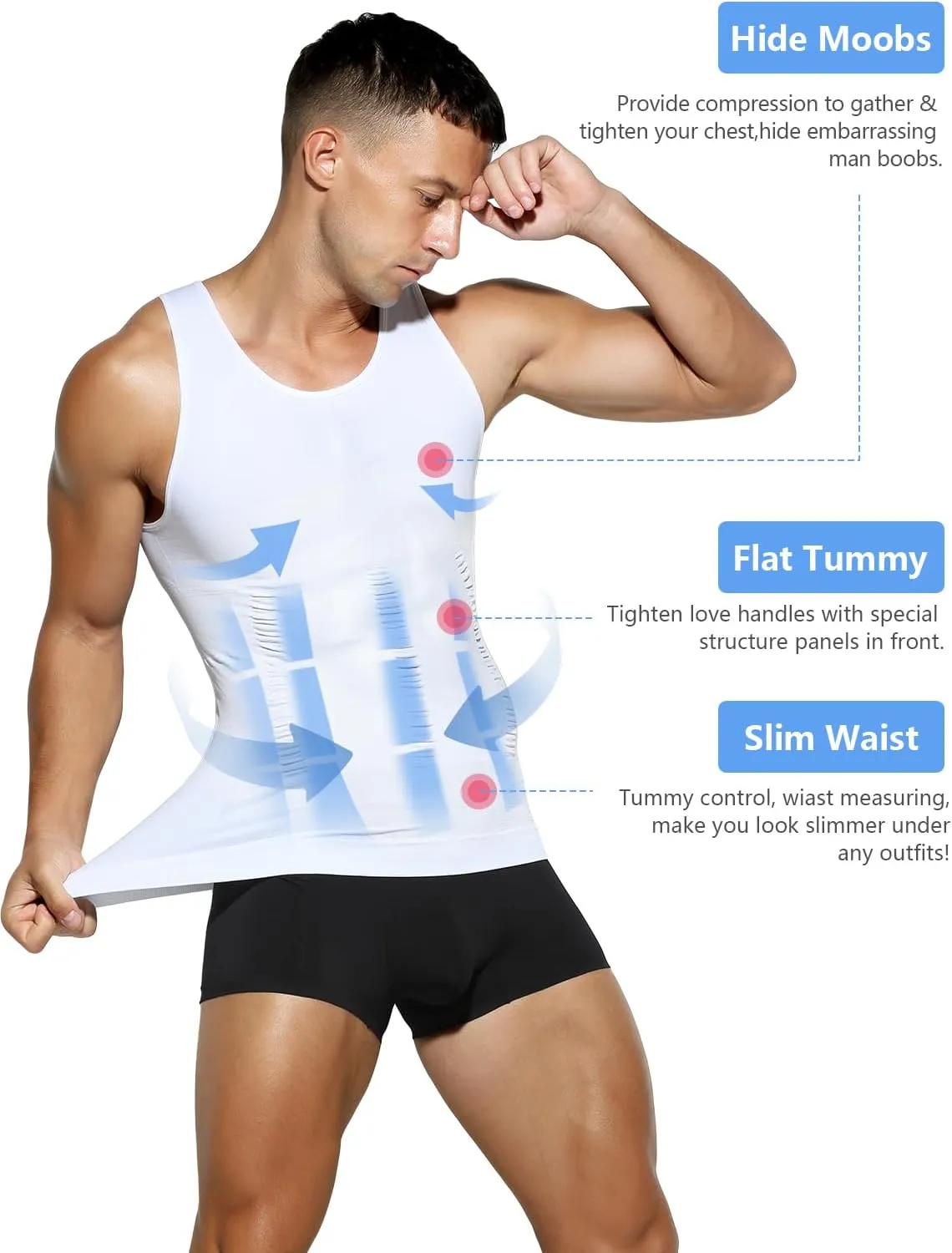 Arjen Kroos Compression Shirts for Men Body Shaper Slimming Tank Top Undershirts Gym Gear Shapewear 4 Pack