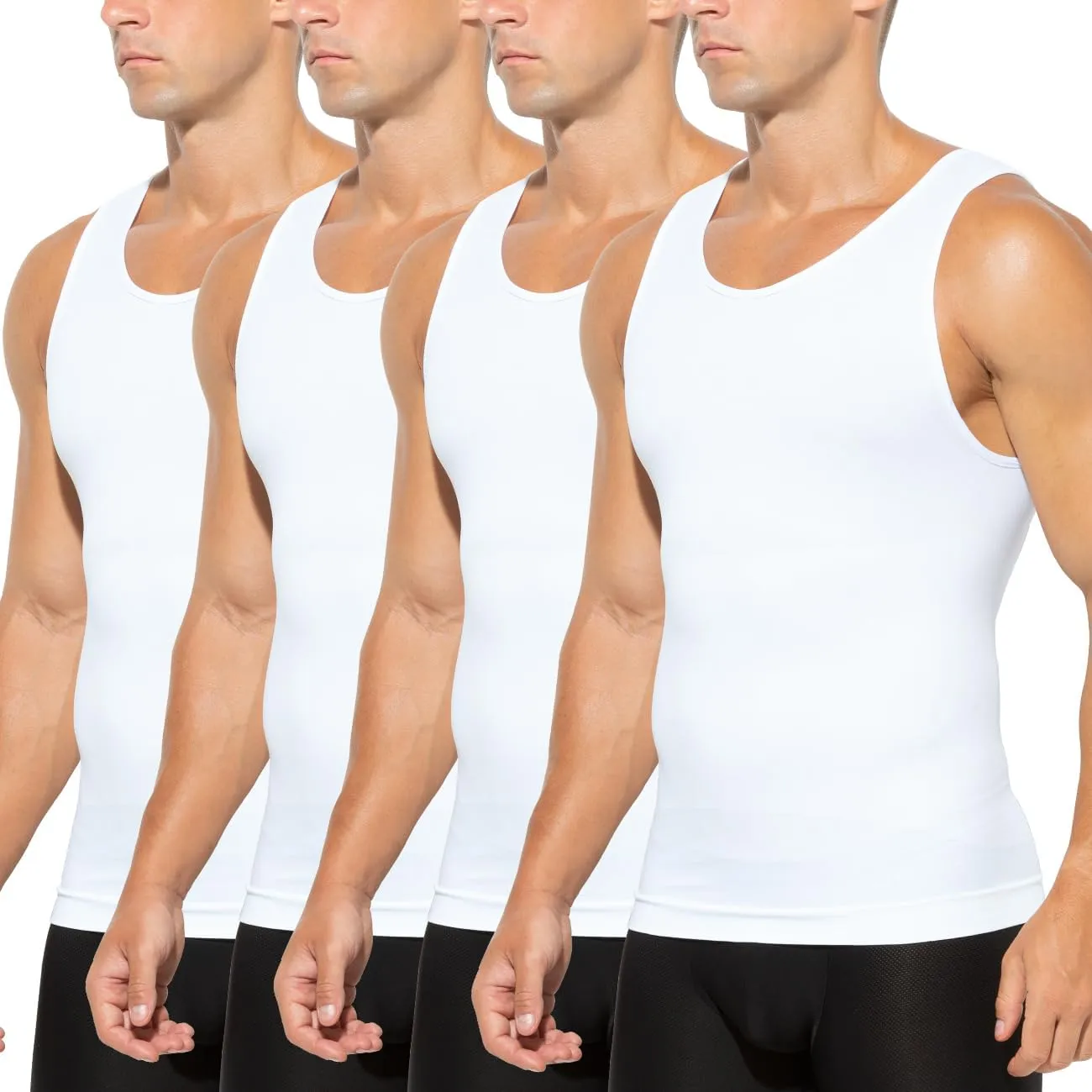 Arjen Kroos Compression Shirts for Men Body Shaper Slimming Tank Top Undershirts Gym Gear Shapewear 4 Pack