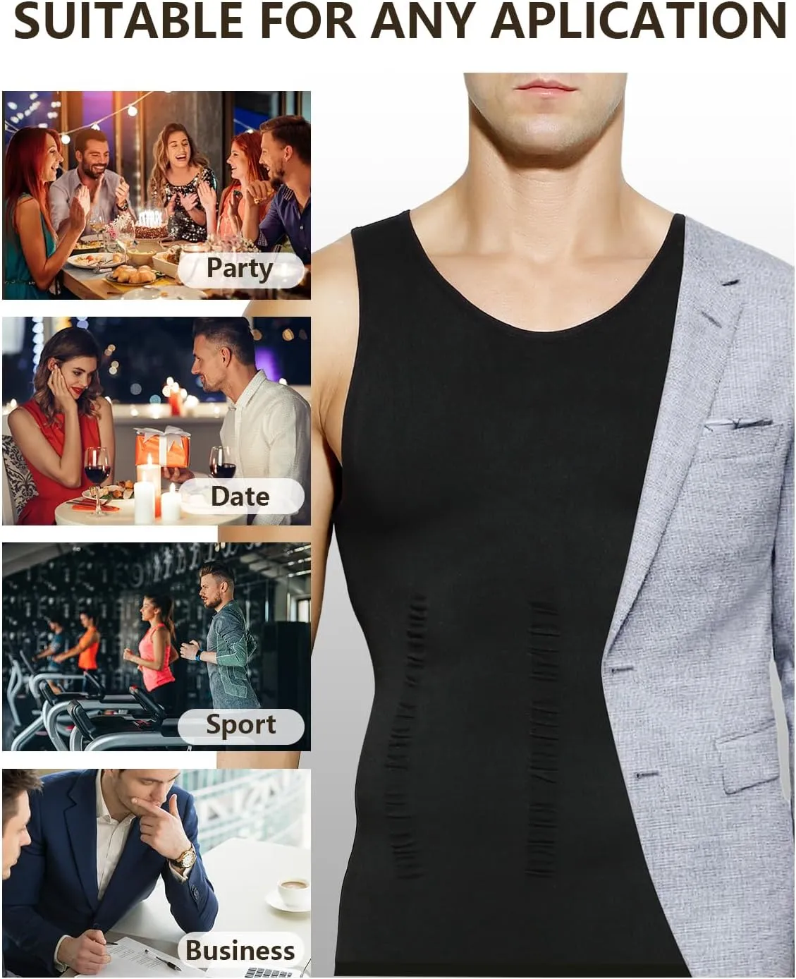 Arjen Kroos Compression Shirts for Men Body Shaper Slimming Tank Top Undershirts Gym Gear Shapewear 4 Pack