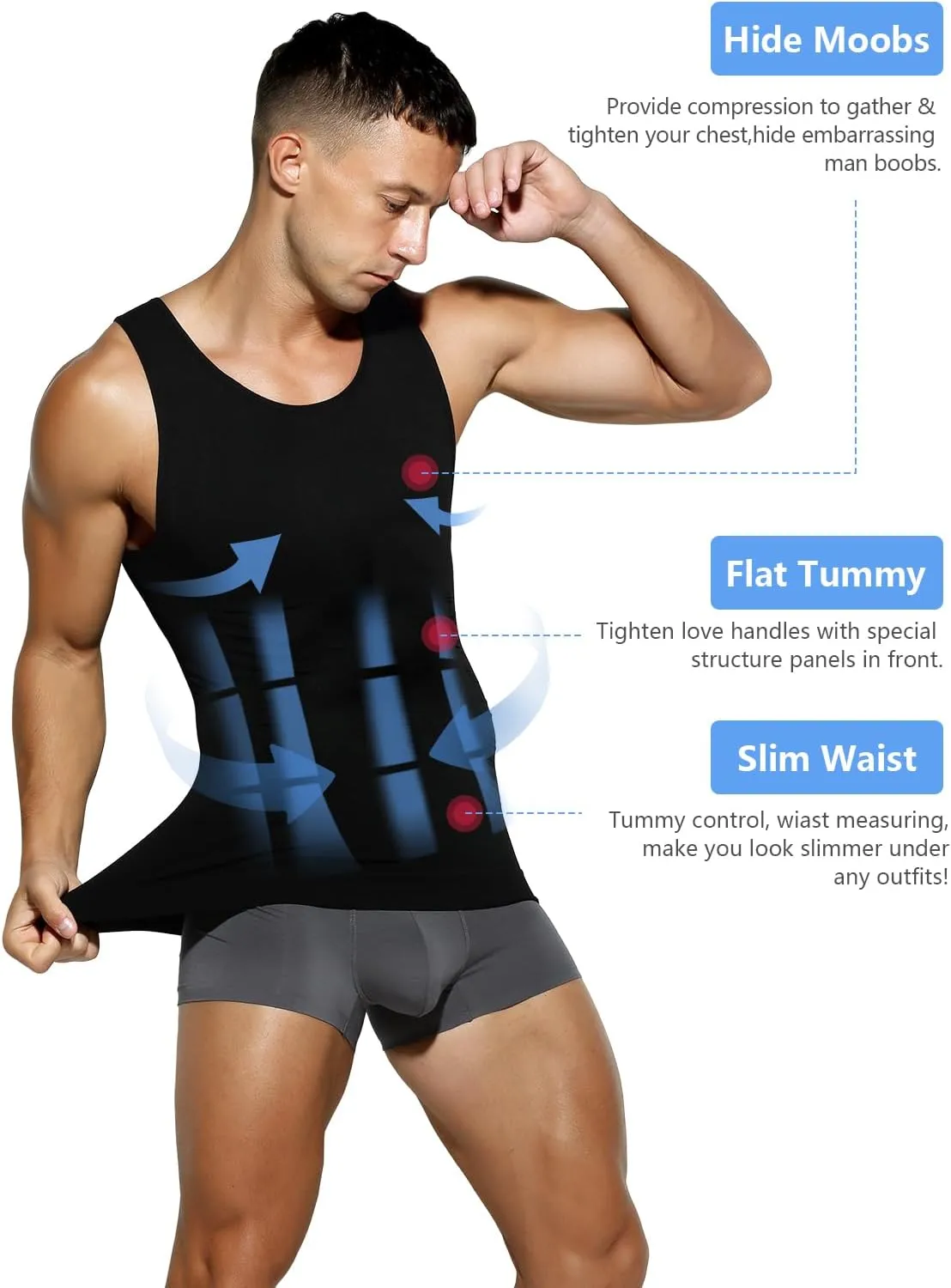 Arjen Kroos Compression Shirts for Men Body Shaper Slimming Tank Top Undershirts Gym Gear Shapewear 4 Pack