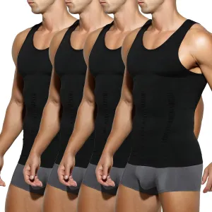 Arjen Kroos Men's Compression Muscle Undershirts Slimming Tank Top Shapewear Body Shaper 4 Pack