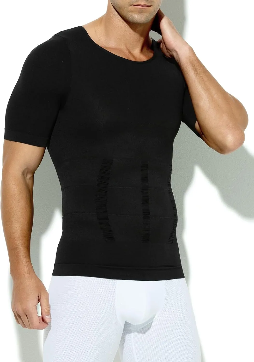 Arjen Kroos Men's Compression Undershirts Short Sleeve Shapewear Body Shaper 3 Pack
