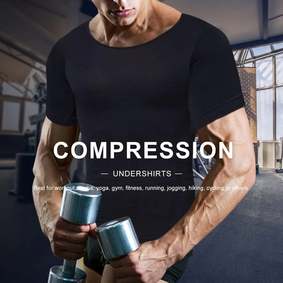 Arjen Kroos Men's Compression Undershirts Short Sleeve Shapewear Body Shaper 3 Pack