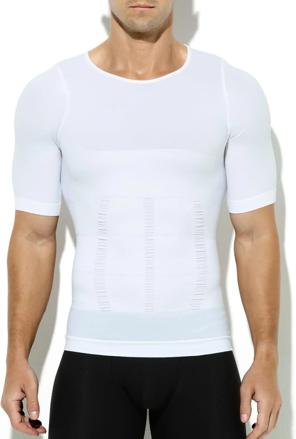Arjen Kroos Men's Compression Undershirts Short Sleeve Shapewear Body Shaper 3 Pack