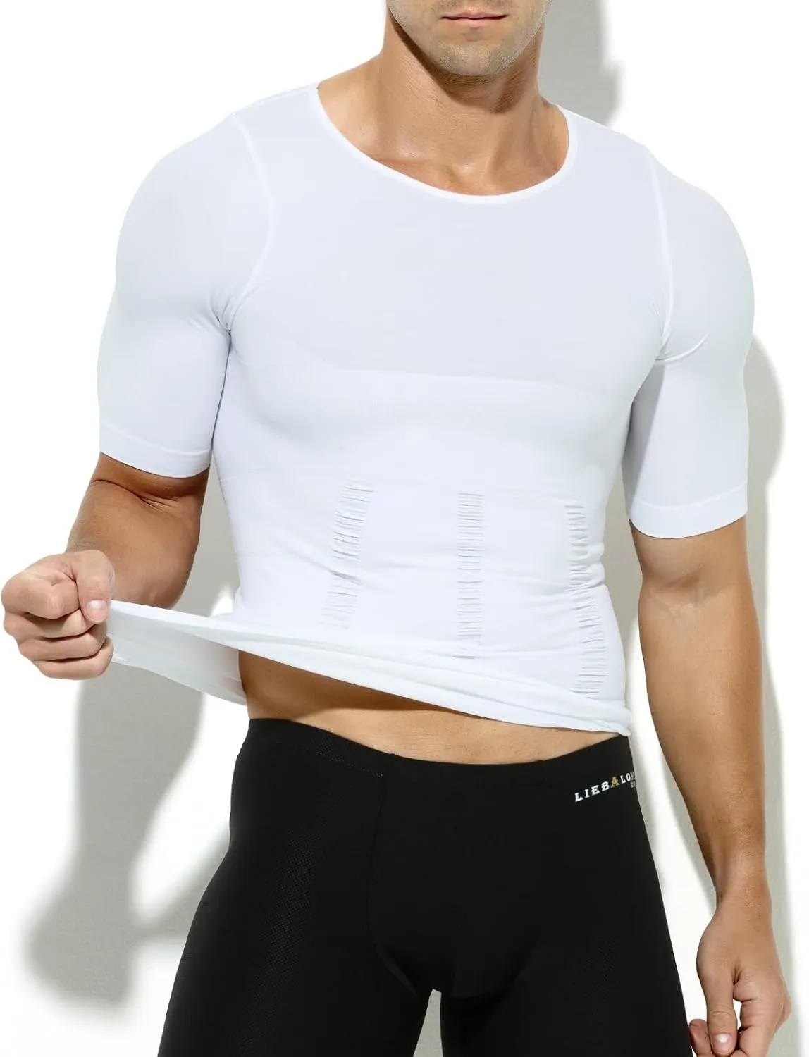 Arjen Kroos Men's Compression Undershirts Short Sleeve Shapewear Body Shaper 3 Pack