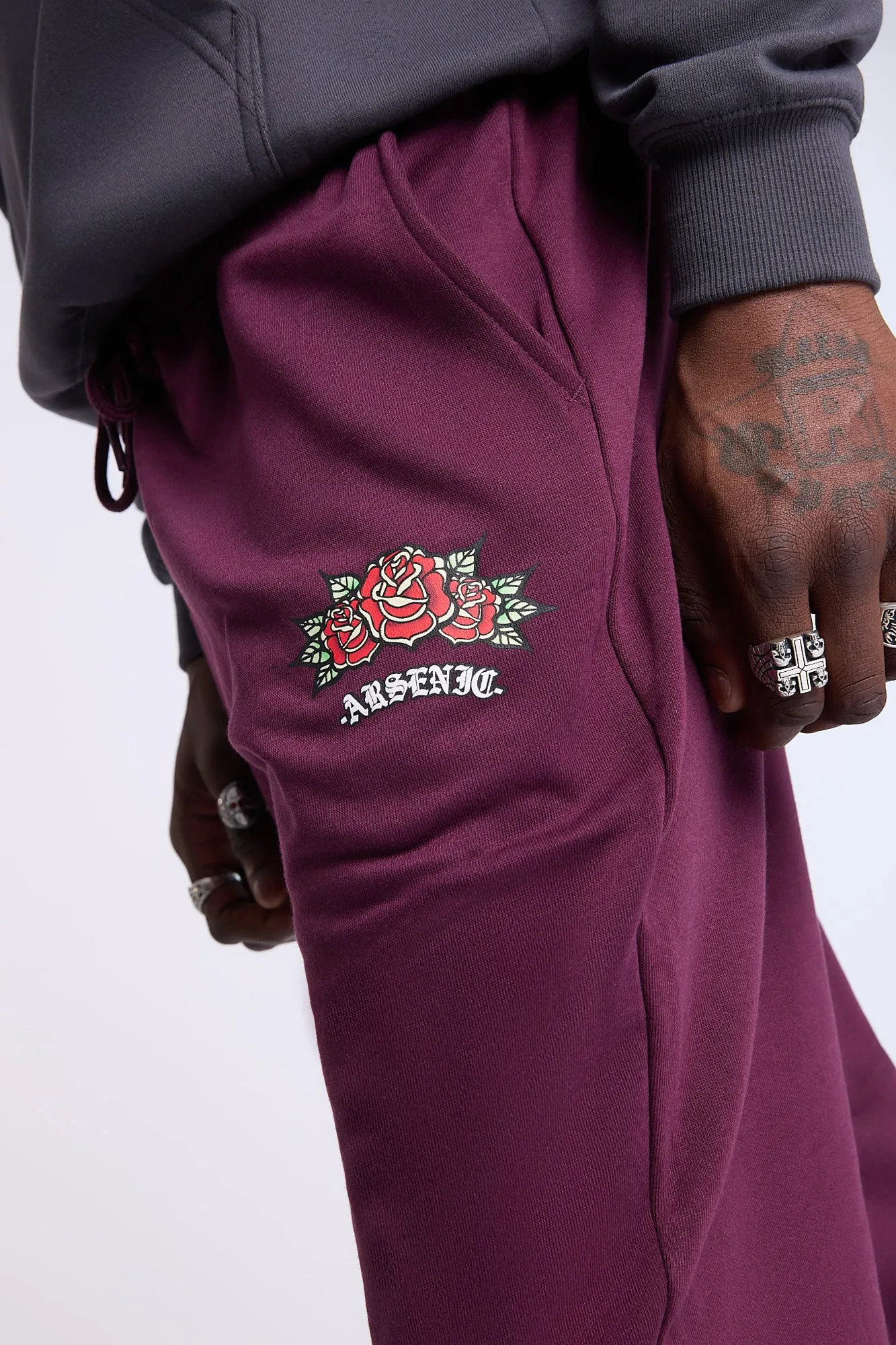 Arsenic Mens Rose Graphic Fleece Jogger