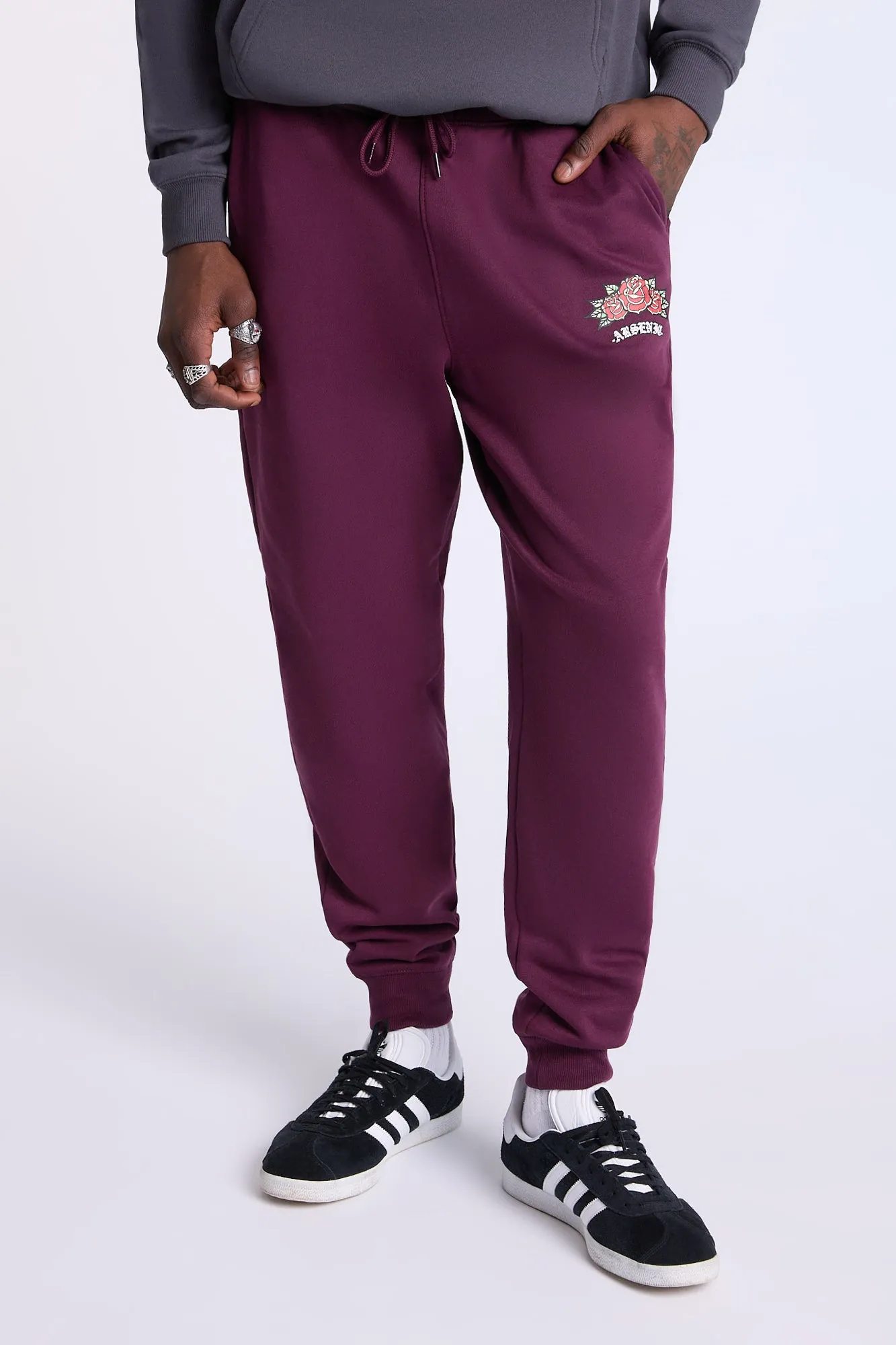 Arsenic Mens Rose Graphic Fleece Jogger