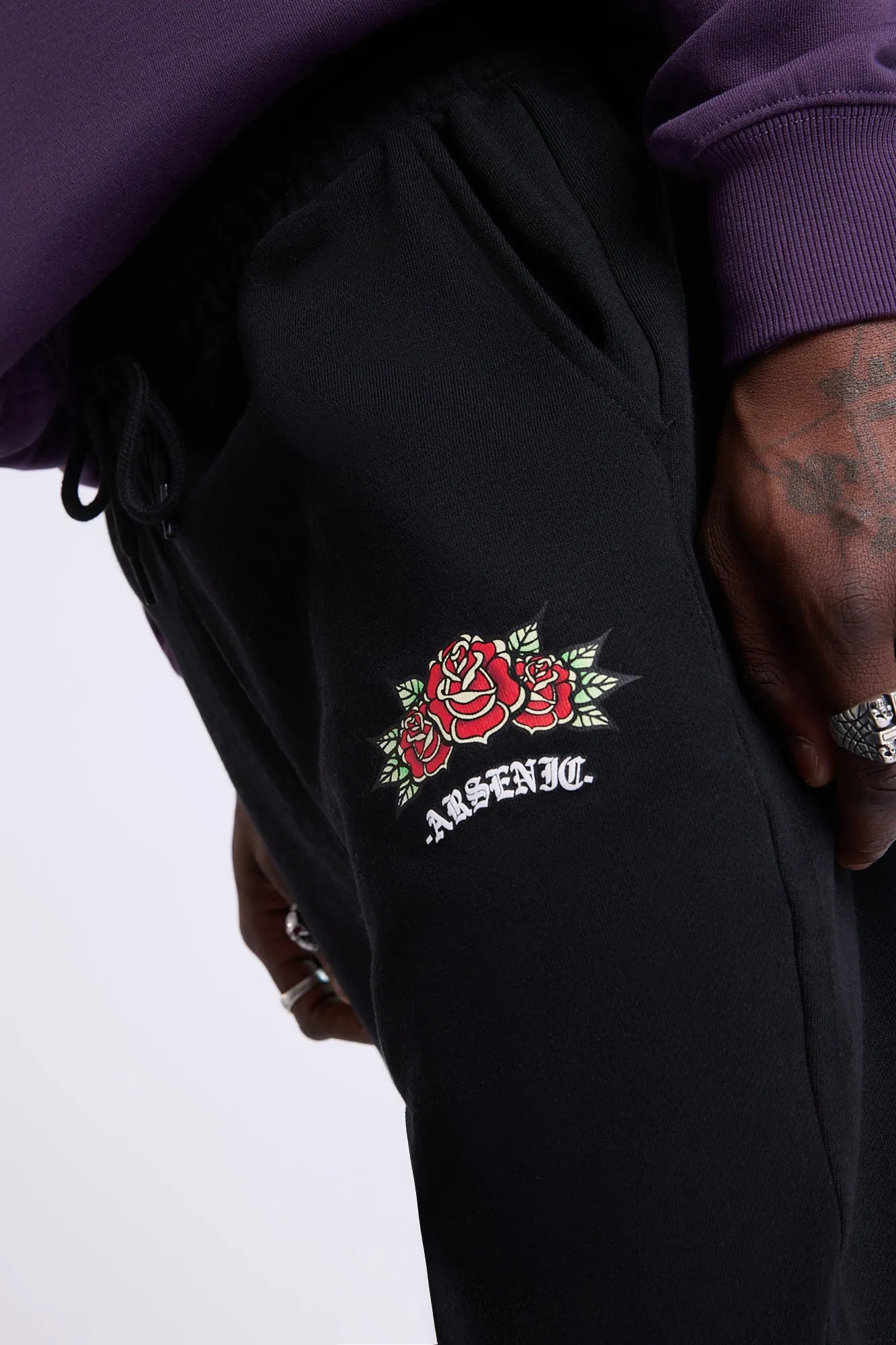 Arsenic Mens Rose Graphic Fleece Jogger