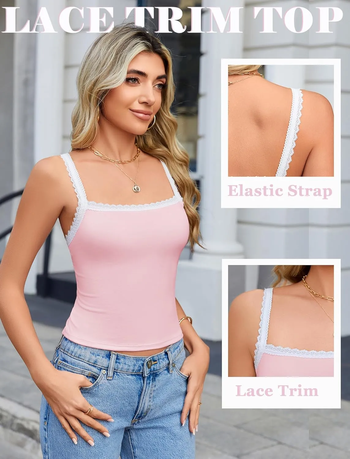 Avidlove Camisole Tops for Women Lace Tank Top Y2k Square Neck Undershirts Going Out Summer Tops 2025 Trendy