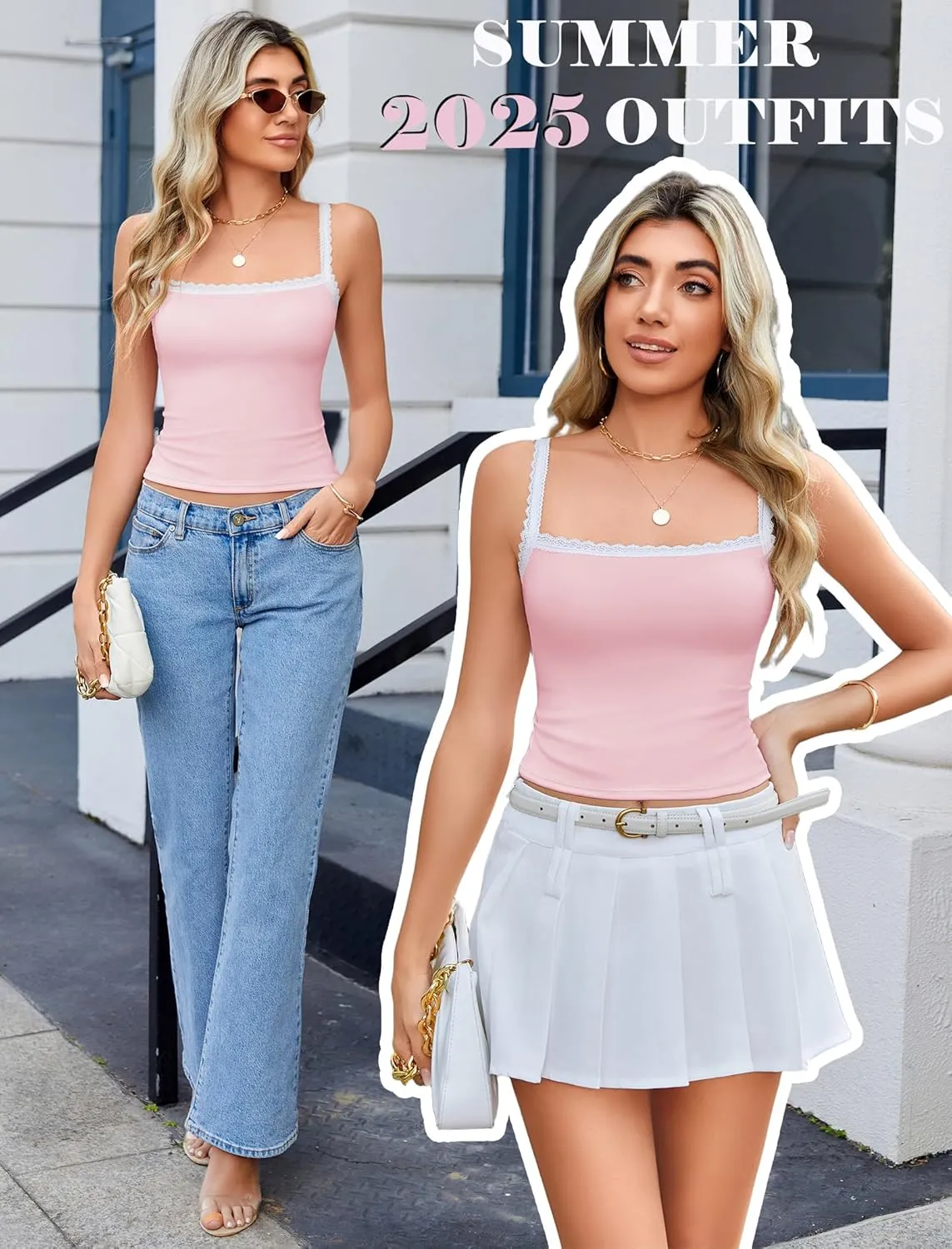 Avidlove Camisole Tops for Women Lace Tank Top Y2k Square Neck Undershirts Going Out Summer Tops 2025 Trendy