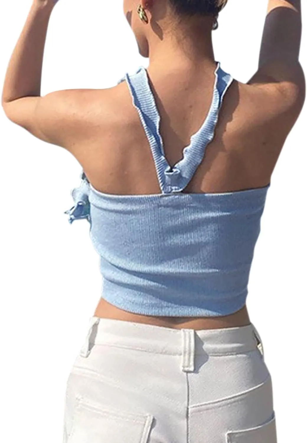 Babalet Women's Summer Crop Tops Halter Y2k Tops Sexy Ribbed Knit Camisole Tank Tops
