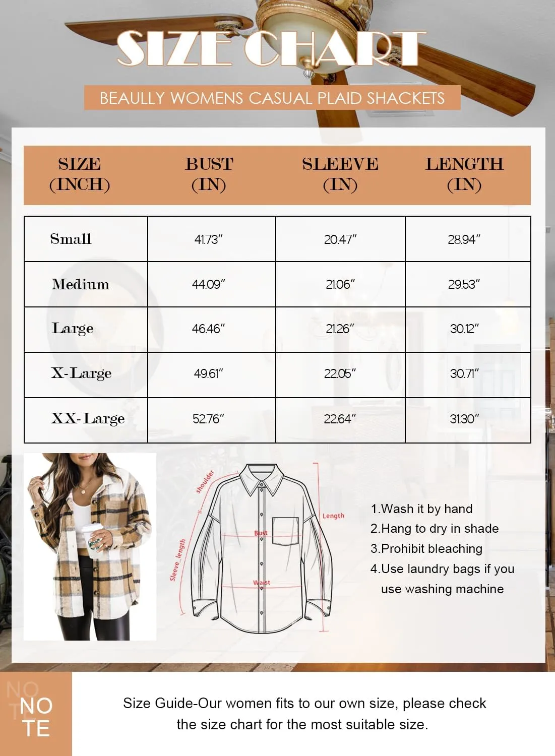 Beaully Women's 2024 Fall Clothes Plaid Shacket Jacket Long Sleeve Button Down Flannel Shirts Fashion Jacket