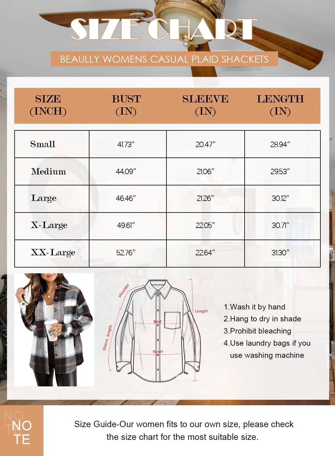 Beaully Women's 2024 Fall Clothes Plaid Shacket Jacket Long Sleeve Button Down Flannel Shirts Fashion Jacket