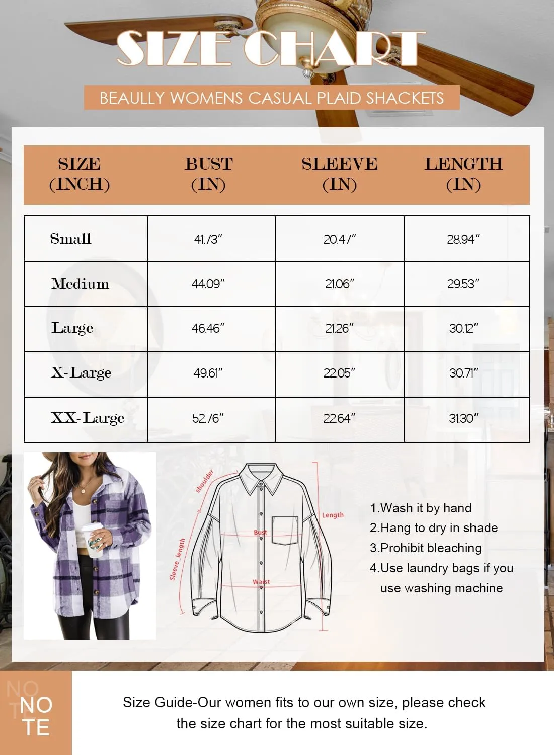 Beaully Women's 2024 Fall Clothes Plaid Shacket Jacket Long Sleeve Button Down Flannel Shirts Fashion Jacket