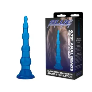 Blue Line 6.75" Anal Beads With Suction Base