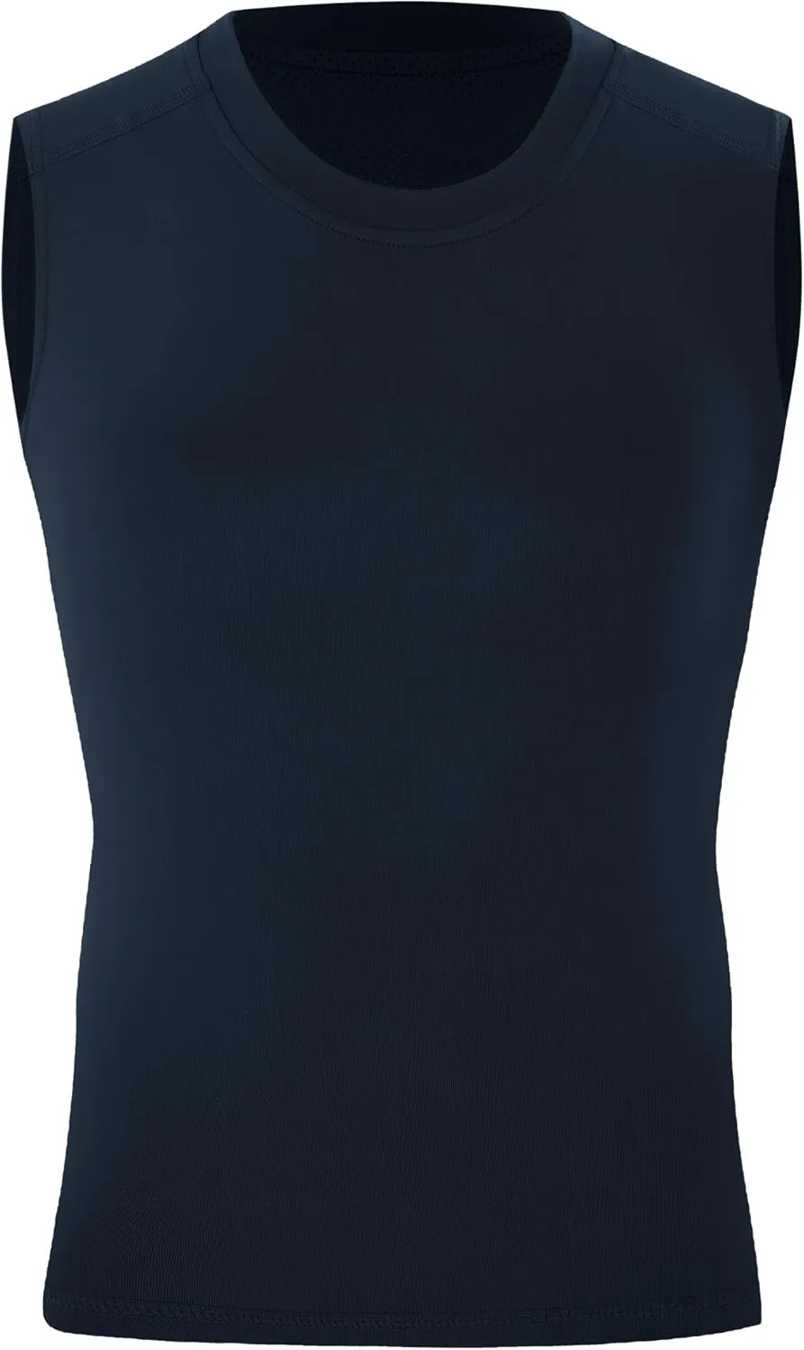 Blueleaf Boys Sleeveless Compression Shirt Youth Mesh Back Tank Tops Kids Athletic Basketball Undershirts