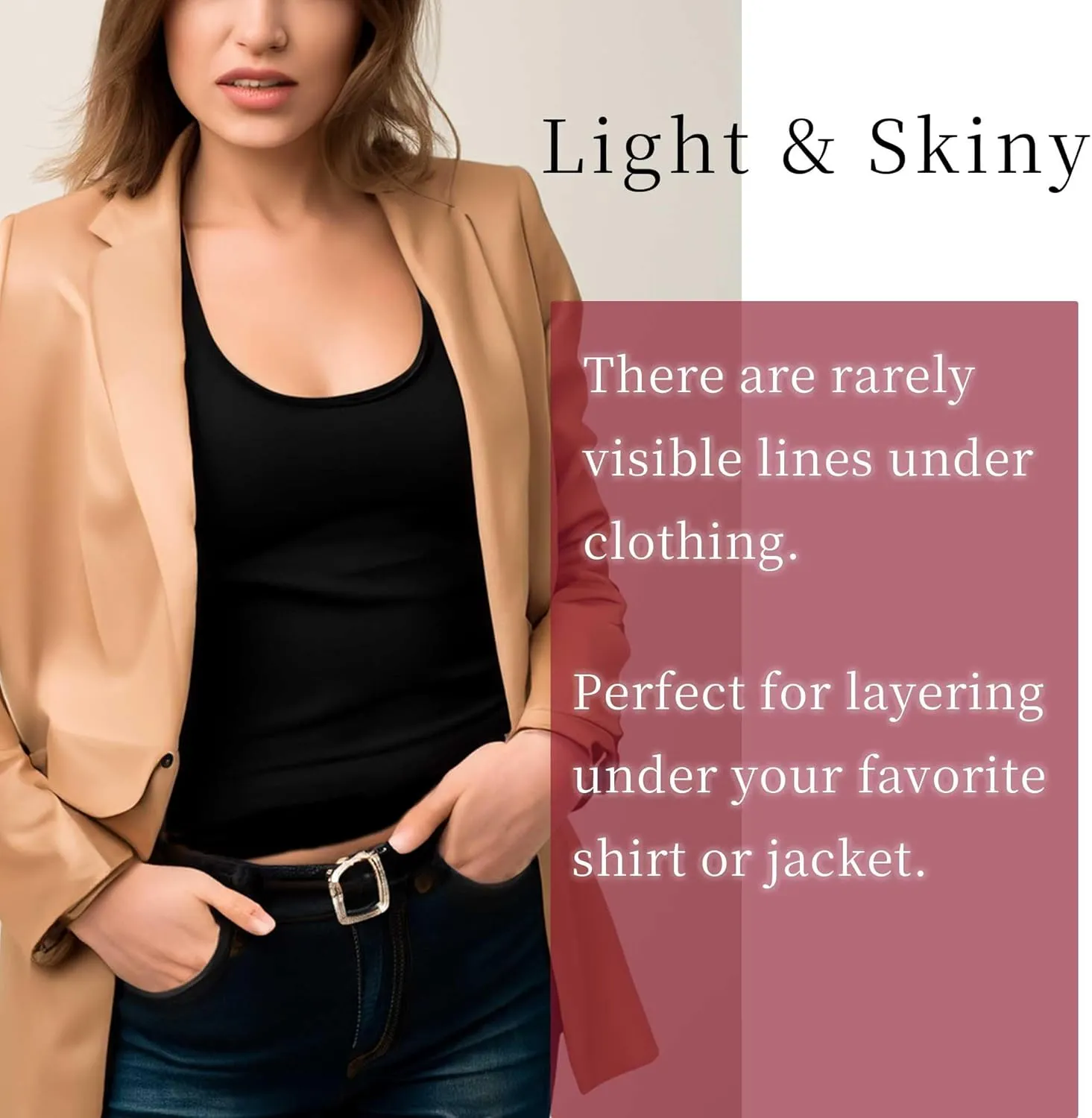 bodyhints Silk Tops for Women, Removable Pads, Stretchy, Seamless, Japan