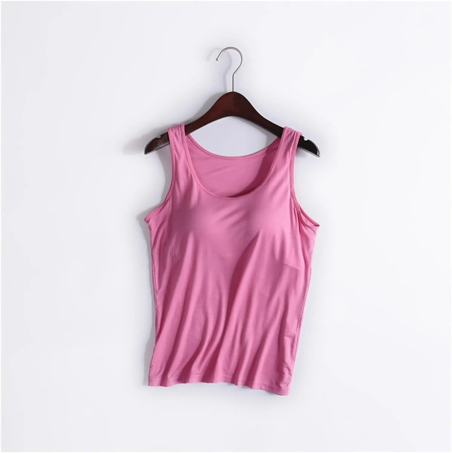 Built in Bra Tank Tops for Women 2025 Summer Sleeveless Strap Camisole Plus Size Stretchy Cotton Padded Workout Tops