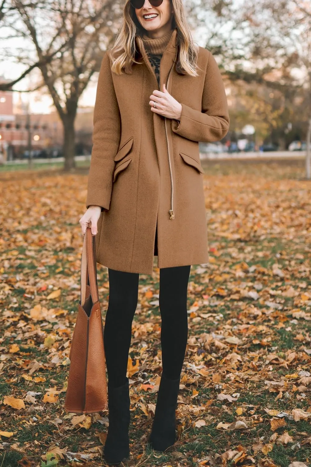 BZB Womens Long Coat Classic Open Front Zip Up Casual Winter Wool Blend Over Pea Coats Long Jackets