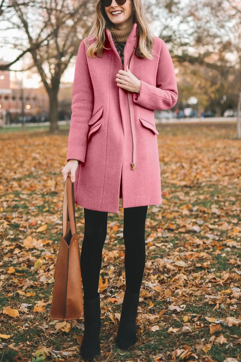 BZB Womens Long Coat Classic Open Front Zip Up Casual Winter Wool Blend Over Pea Coats Long Jackets