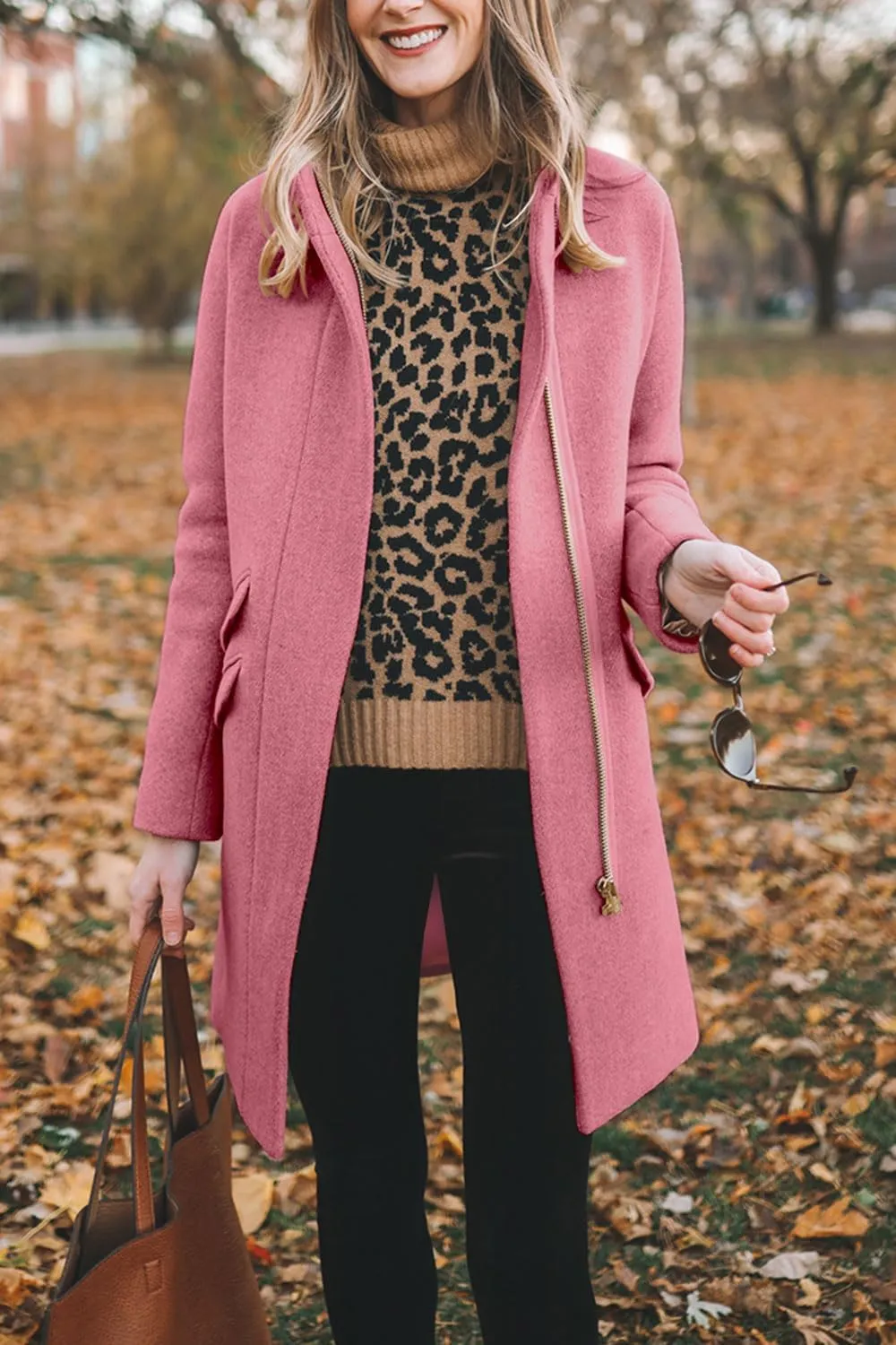 BZB Womens Long Coat Classic Open Front Zip Up Casual Winter Wool Blend Over Pea Coats Long Jackets