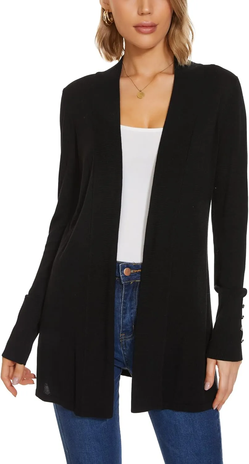 Cardigan for Women Dressy Casual Long Sleeve Open Front Knit Cardigan Sweaters