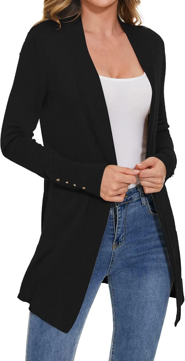 Cardigan for Women Dressy Casual Long Sleeve Open Front Knit Cardigan Sweaters