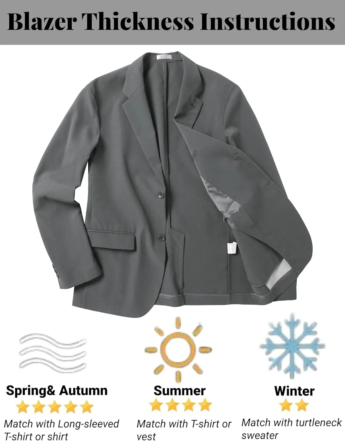 COOFANDY Mens Casual Blazer Jackets Two Button Lightweight Slim Fit Sports Coat