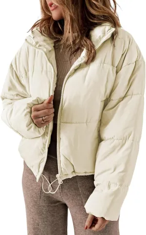 Dokotoo Womens Winter Quilted Jackets Long Sleeve Full Zip Puffer Jacket Coats with Pockets