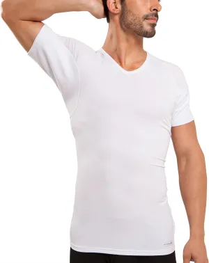 Ejis Men's Sweat Proof Undershirt, V Neck, Anti-Odor Silver, Micro Modal, Sweat Pads
