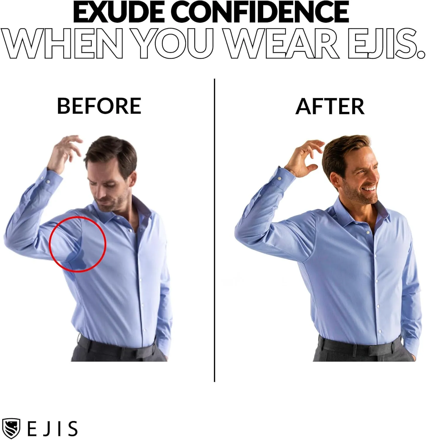 Ejis Men's Sweat Proof Undershirt, V Neck, Anti-Odor Silver, Micro Modal, Sweat Pads