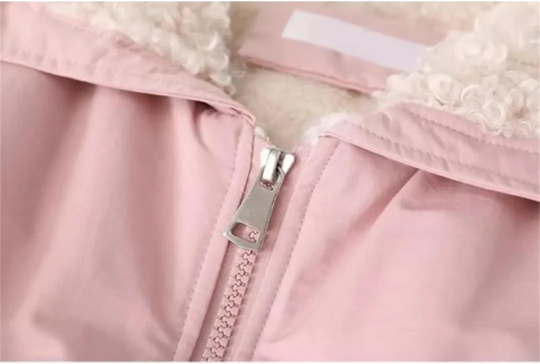 ERFMFKL Women Vintage Parka Jacket Warm Cotton Padded Fleece Jacket Harajuku Winter Coats Outerwear