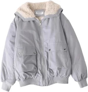 ERFMFKL Women Vintage Parka Jacket Warm Cotton Padded Fleece Jacket Harajuku Winter Coats Outerwear