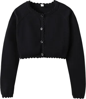 Girls Cardigan Sweater Long Sleeve Knit Bolero Shrug Cropped Tops Kids Cardigans with Button
