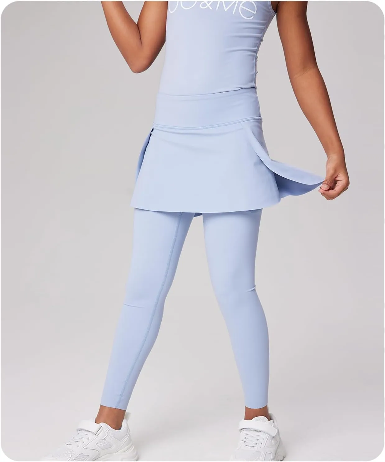 Girls Skirted Leggings with Pockets Athletic Tennis Skorts Stretchy Kids Yoga Pants with Ruffle Skirt