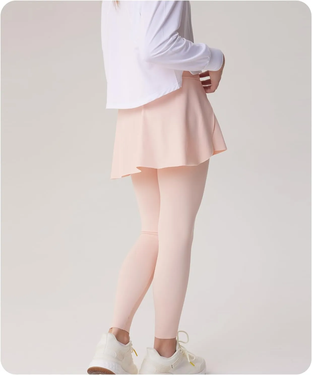 Girls Skirted Leggings with Pockets Athletic Tennis Skorts Stretchy Kids Yoga Pants with Ruffle Skirt