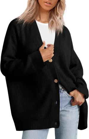 GOLDSTITCH Women's Cardigan 2025 Open Front Oversized Button V Neck Loose Cardigans Knit Outwear