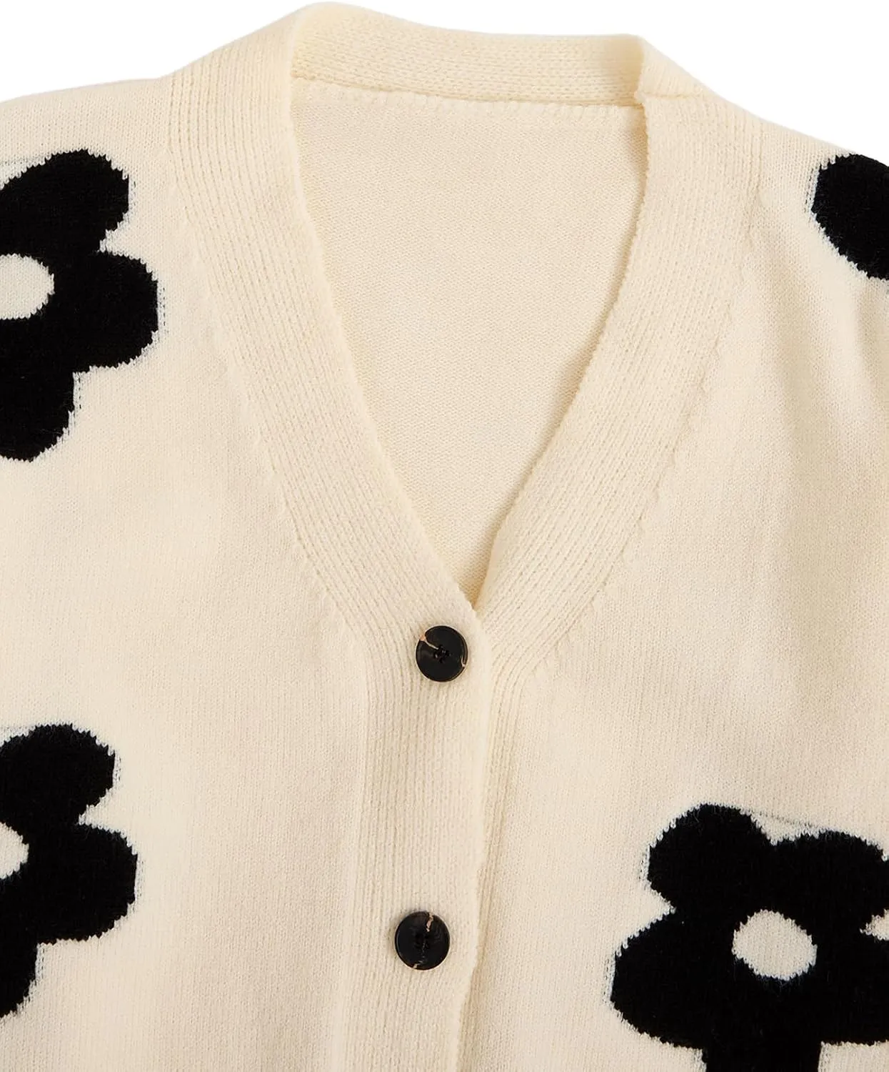 GORGLITTER Women's Floral Button Down Knit Cardigan Sweaters Flower Long Sleeve V Neck Cardigans