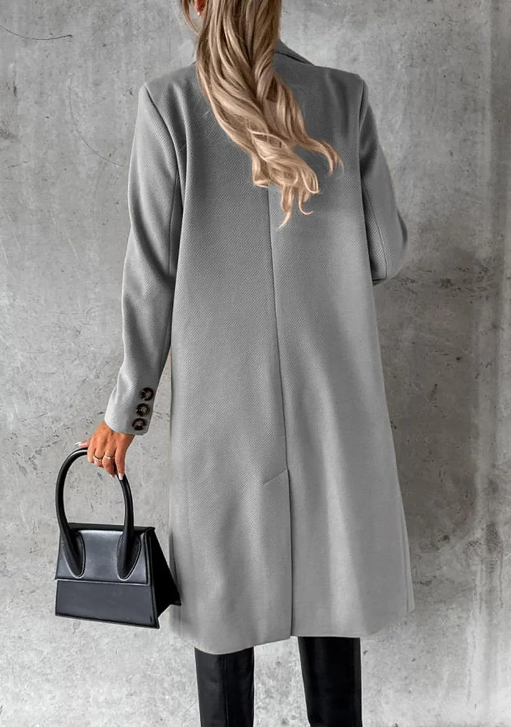 GORIFE Women's Double Breasted Long Coats Lapel Collar Winter Pea Coat Trench Slim Fit Jackets Coat Outwear