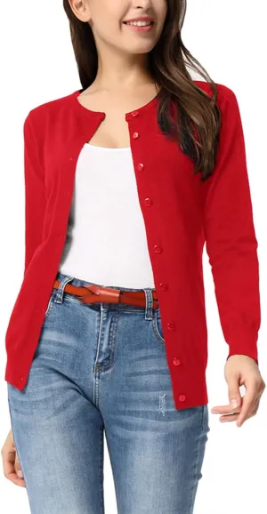 GRACE KARIN Women's Classic Long Sleeve Knit Cardigan Sweaters Casual Open Front Button Down Cardigan S-3XL