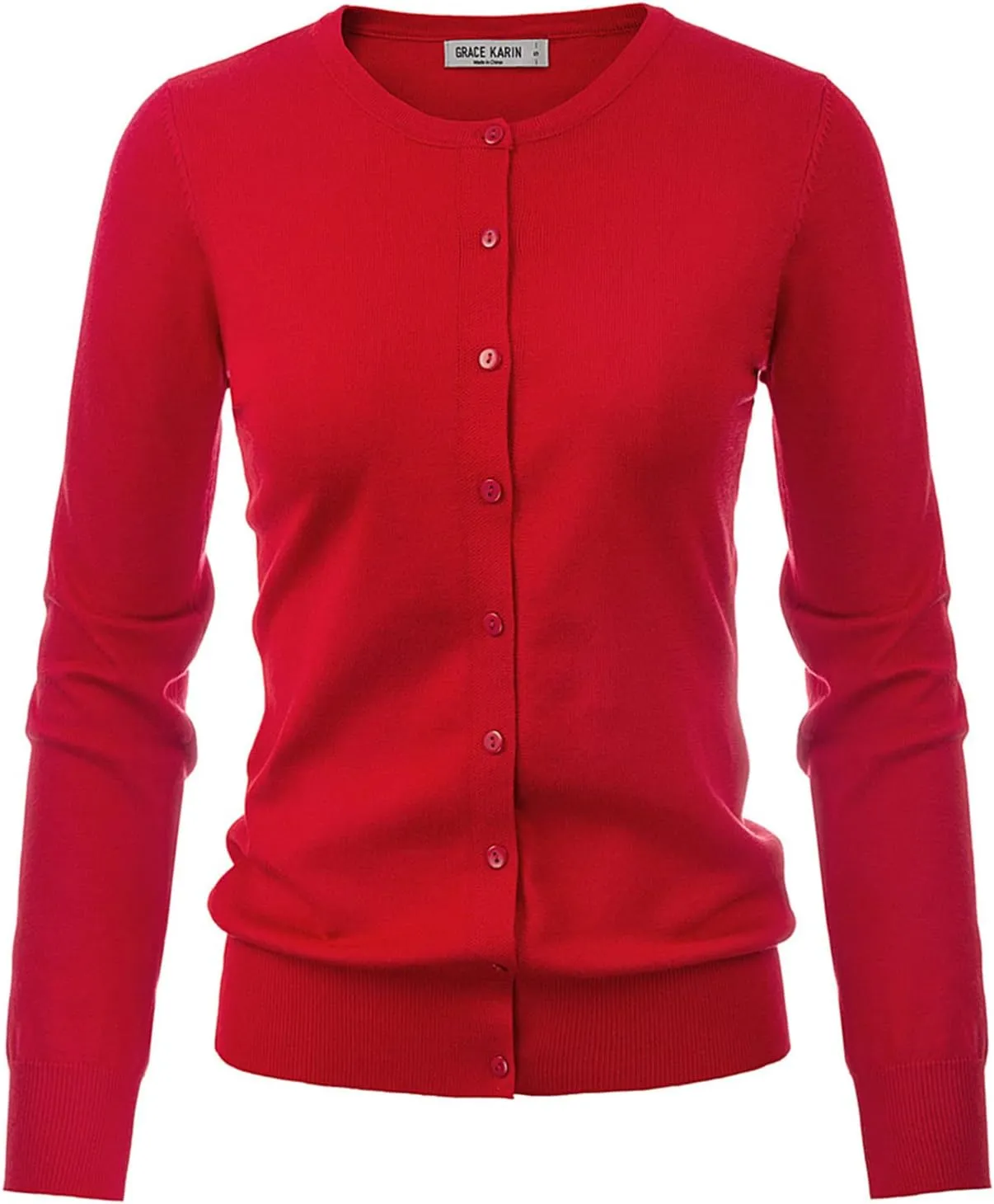 GRACE KARIN Women's Classic Long Sleeve Knit Cardigan Sweaters Casual Open Front Button Down Cardigan S-3XL