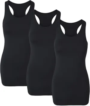 H HIAMIGOS Racerback Long Tank Tops for Women Stretchy Cotton Sleeveless Undershirts Gym Workout Sports Shirts 3 Packs